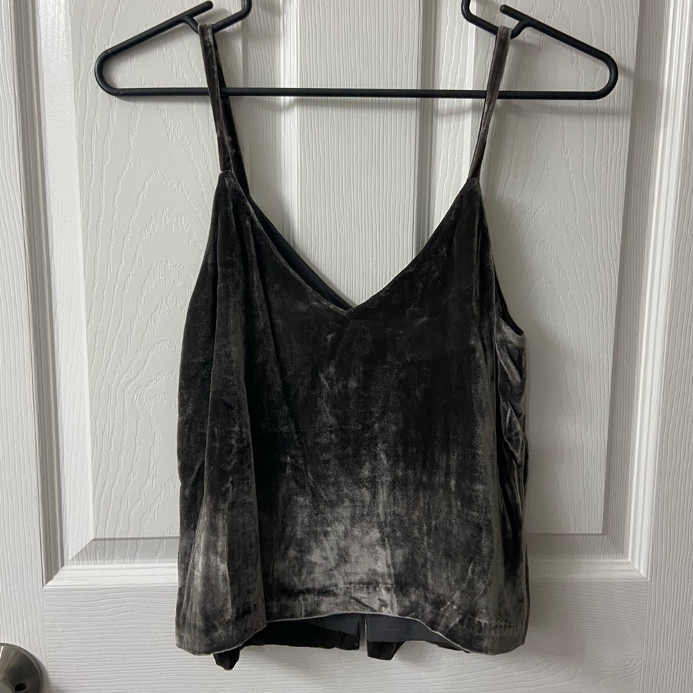 Grey crushed velvet tank